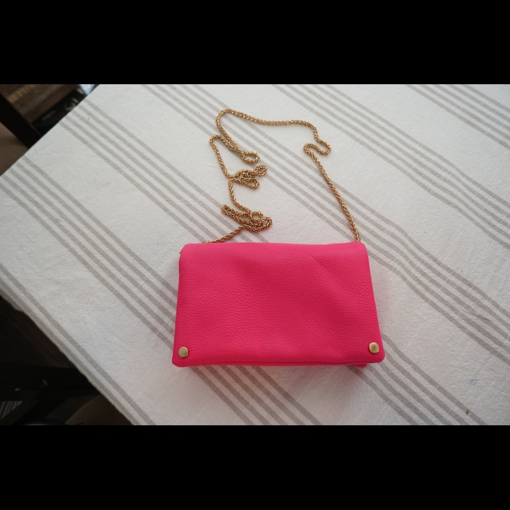 Hot pink and gold purse clutch